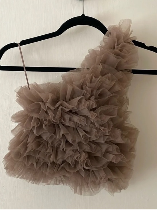 Zara Tops - Zara Short Ruffle Top with Side Zipper Size XS